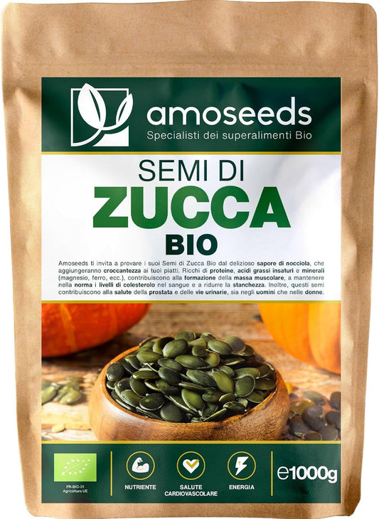 Semi di Zucca Bio amoseeds 1Kg - confezione fronte