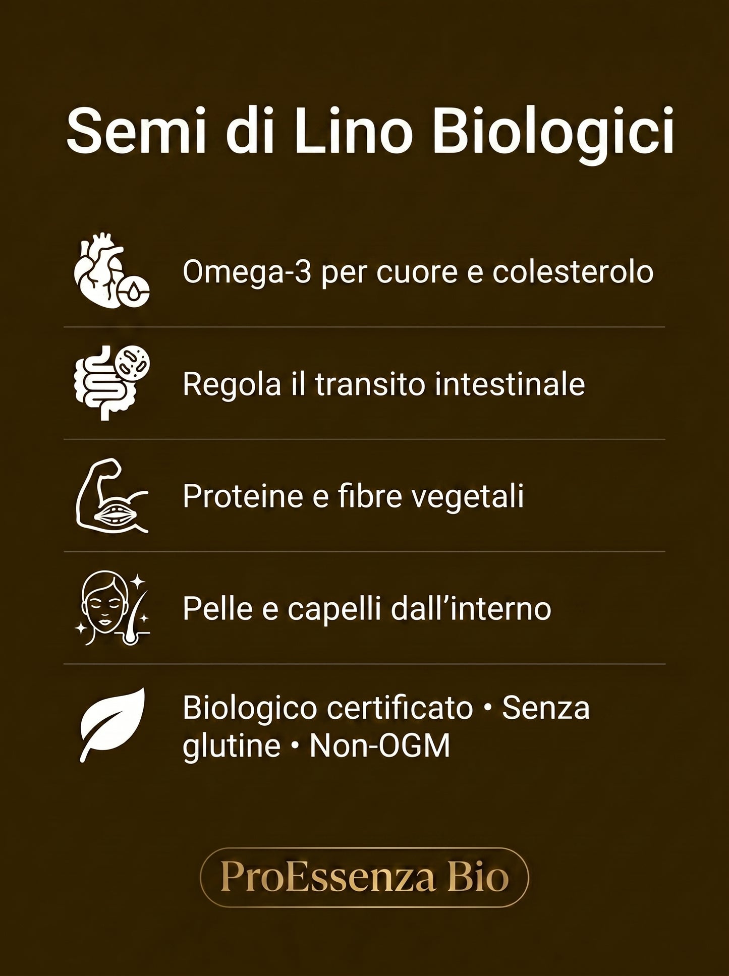 Semi di Lino Bio 3kg Omega 3 Interi Vegano Senza Glutine Fibre Intestino Cuore