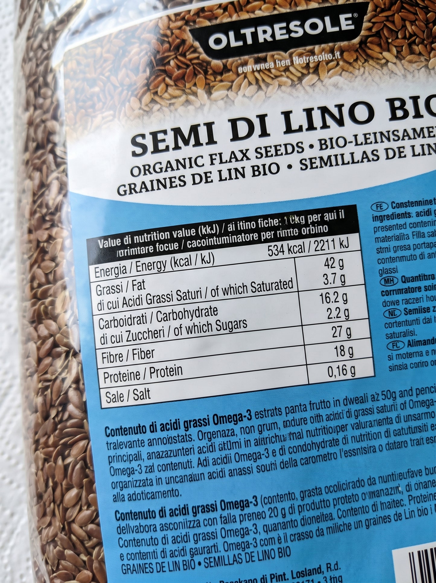 Semi di Lino Bio 3kg Omega 3 Interi Vegano Senza Glutine Fibre Intestino Cuore