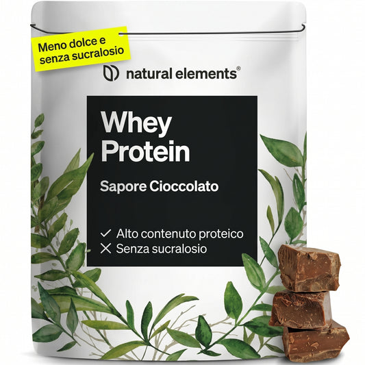 Whey Protein Cioccolato 1kg Natural Elements 23g Senza Sucralose 33 Porzioni Bio