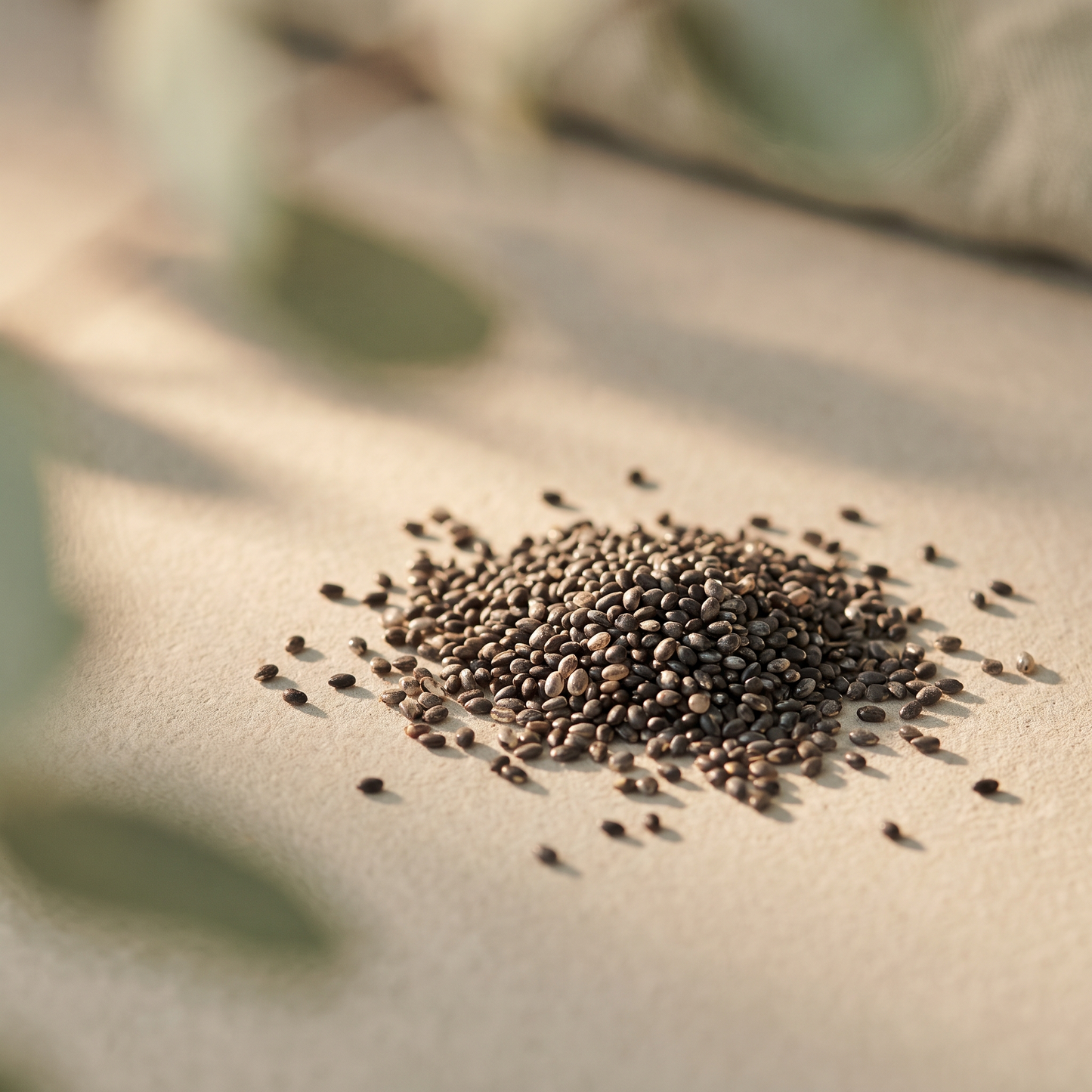 Macro dei semi di basilico bio Amoseeds che mostra la texture e la lucentezza naturale