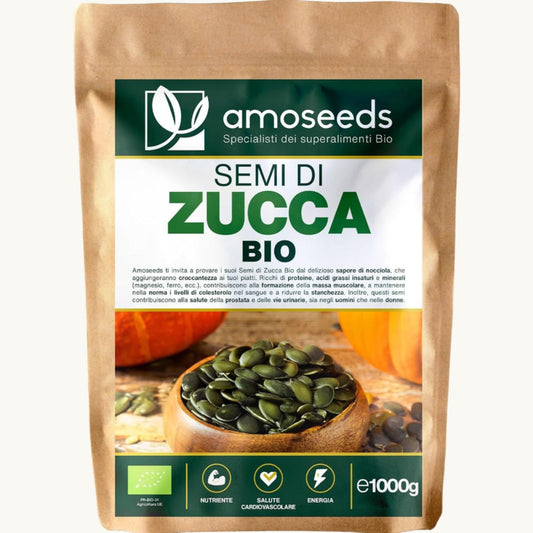 Semi di Zucca Bio amoseeds ProEssenza — 1kg sgusciati crudi