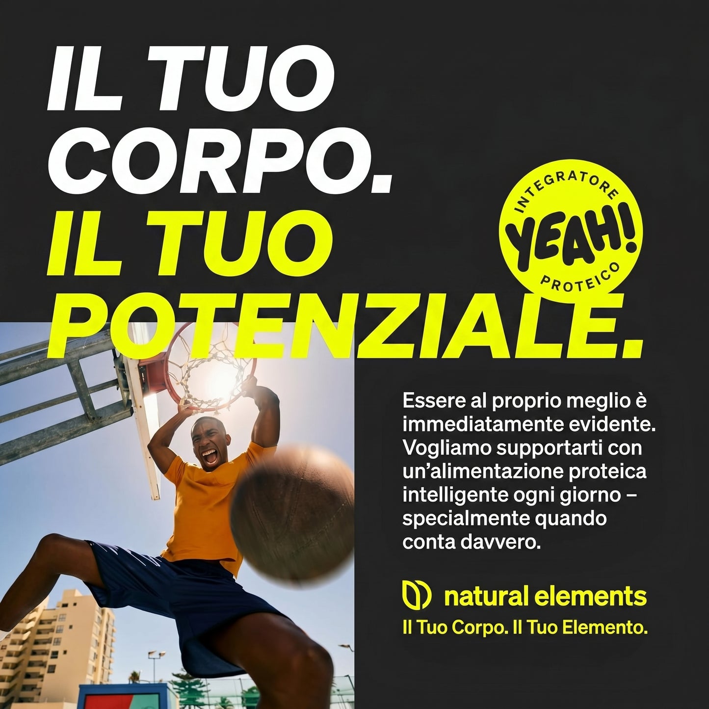 Whey Protein Cioccolato 1kg Natural Elements 23g Senza Sucralose 33 Porzioni Bio